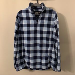 Lands End checkered fleece quarter zip